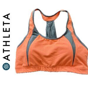 ATLETA PUSH UP SPORT BRA ORANGE GRAY SZ L SPORTY YOGA CASUAL REMOVABLE  PADDING